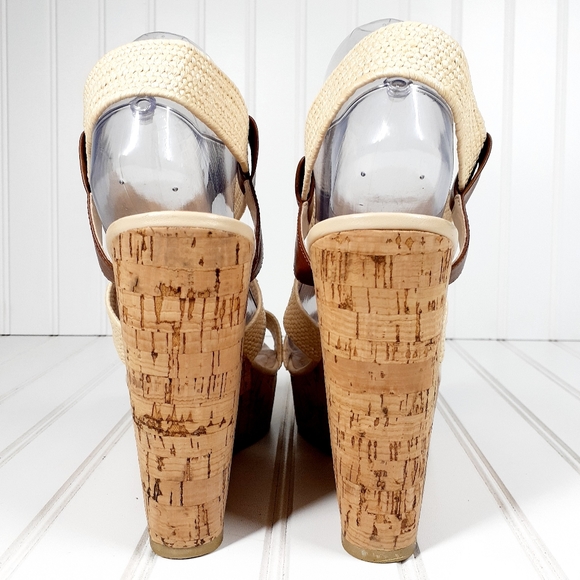 Steve Madden Elika Women Open Toe Synthetic Tan Wedge Sandal - Picture 11 of 14